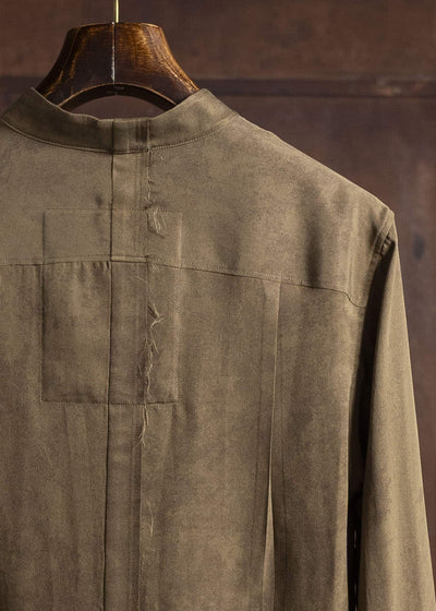 ZIGGY CHEN 0M2520711 MANDARIN COLLAR SHIRT 54-OLIVE