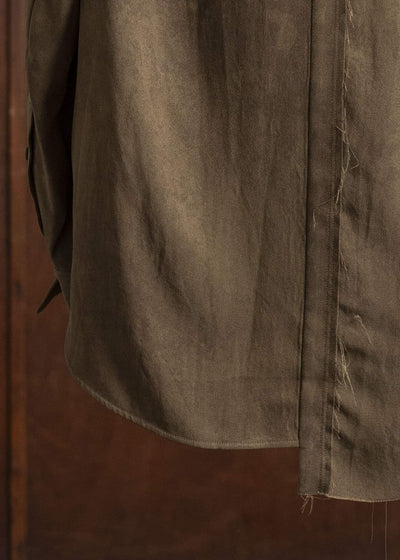 ZIGGY CHEN 0M2520711 MANDARIN COLLAR SHIRT 54-OLIVE