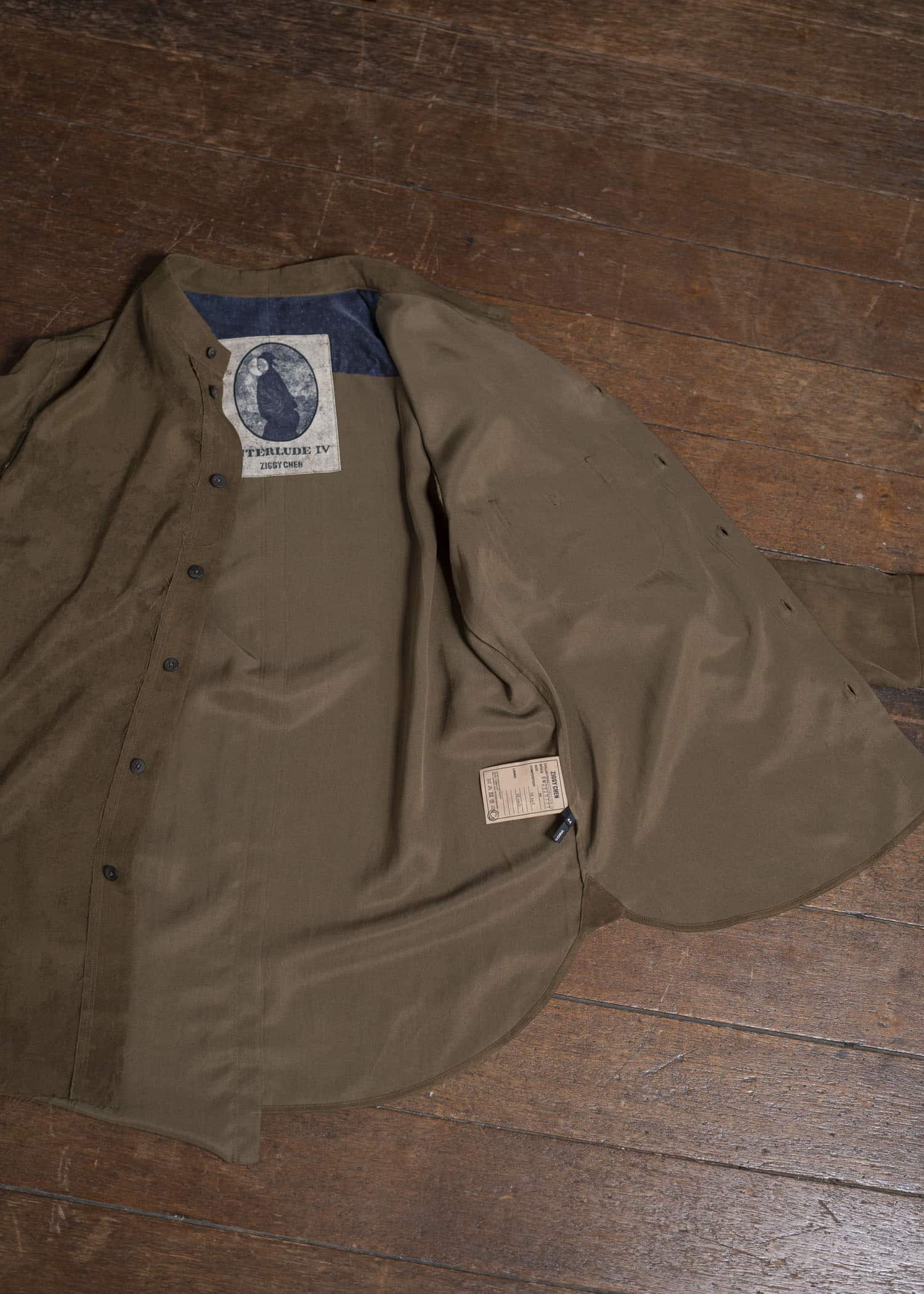 ZIGGY CHEN 0M2520711 MANDARIN COLLAR SHIRT 54-OLIVE