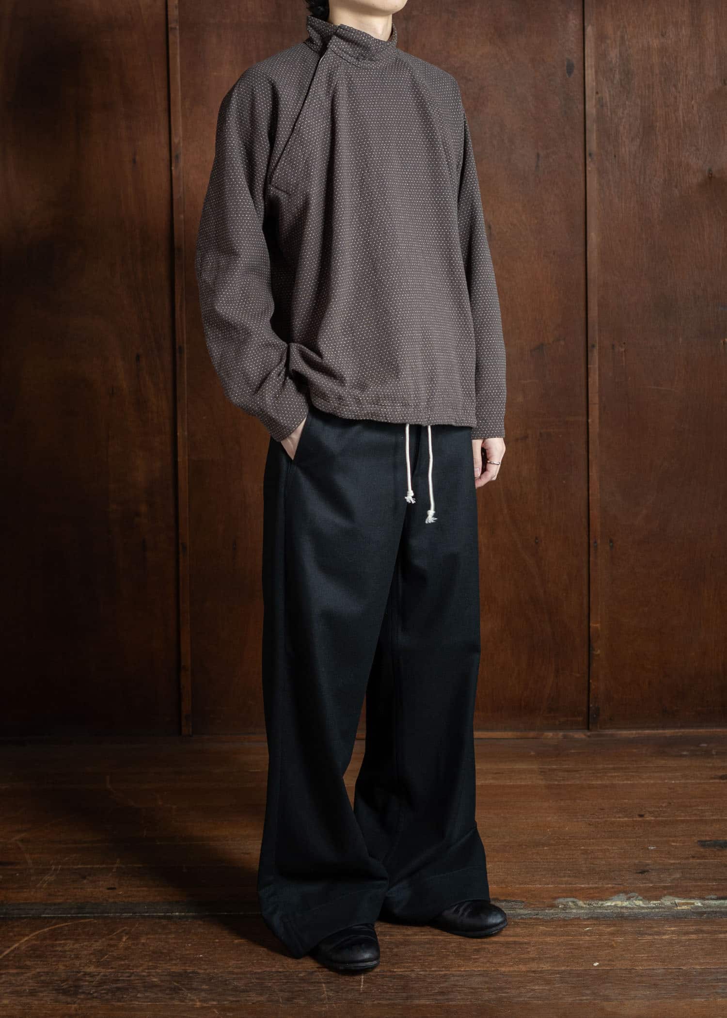 unkruid Wide Leg Trousers Black Fine Loden