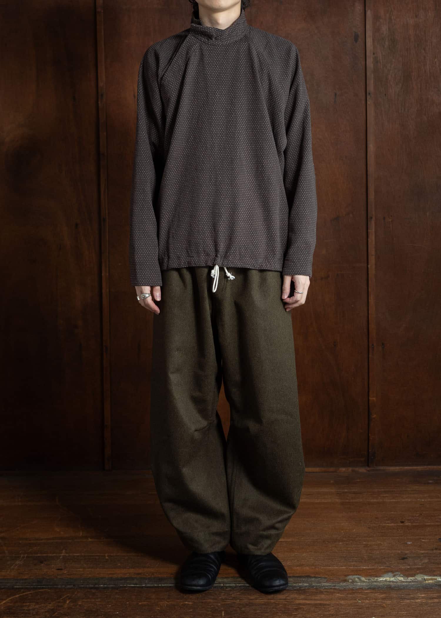 unkruid Pullover Shirt Brown Sashiko Cloth