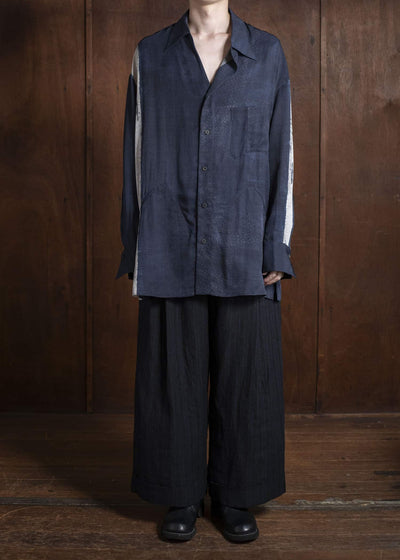 ZIGGY CHEN 0M2520502 CROPPED TROUSERS 04-BLACK X DARK BLUE