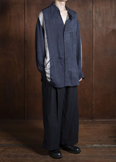 ZIGGY CHEN 0M2520502 CROPPED TROUSERS 04-BLACK X DARK BLUE