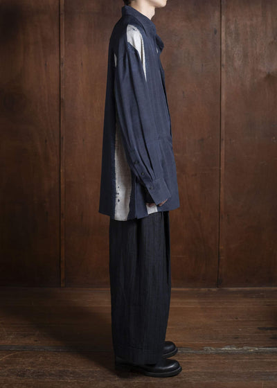 ZIGGY CHEN 0M2520502 CROPPED TROUSERS 04-BLACK X DARK BLUE