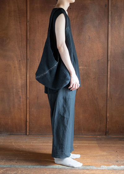 JAN-JAN VAN ESSCHE BAG#36TSUNO BUKURO STYLE HAND WOVEN BAG BROKEN WAVES BLACK