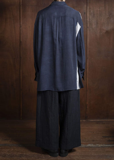 ZIGGY CHEN 0M2520502 CROPPED TROUSERS 04-BLACK X DARK BLUE