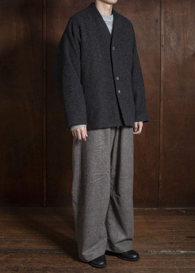 amachi. AY19B-2109 Covered Short Coat Chacoal Black