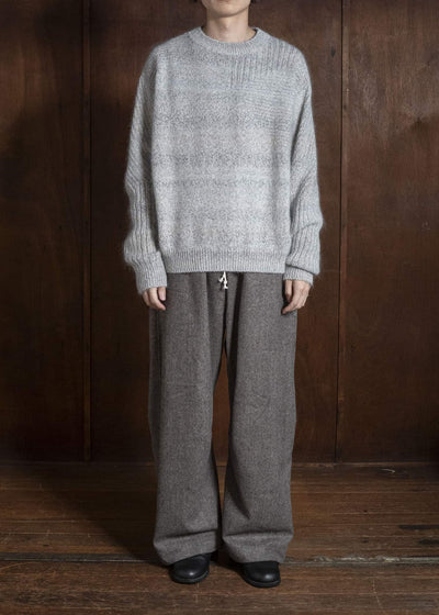 amachi. AY19K-4080 Wood Flame Knit White Gray