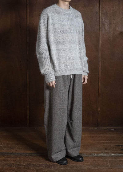 amachi. AY19K-4080 Wood Flame Knit White Gray