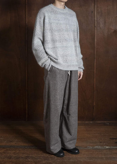 amachi. AY19K-4080 Wood Flame Knit White Gray