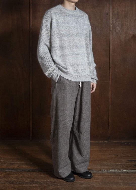 amachi. AY19K-4080 Wood Flame Knit White Gray