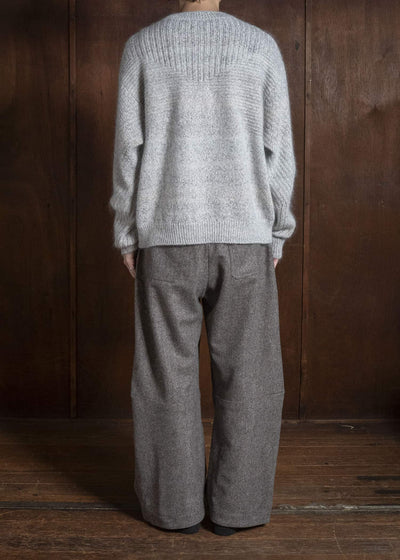 amachi. AY19K-4080 Wood Flame Knit White Gray