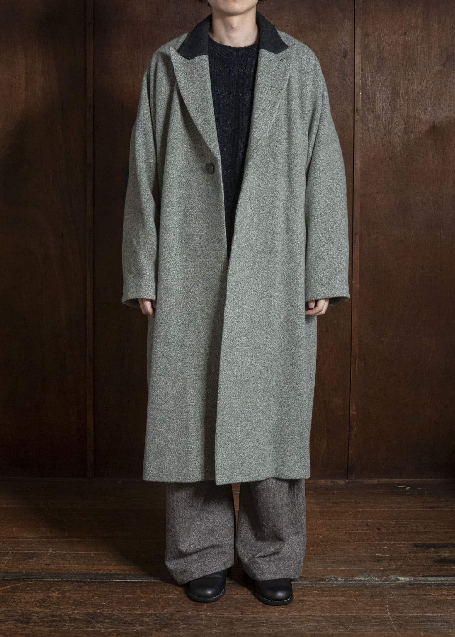 amachi. AY19C-2096 Covered Coat -019 Gray Green