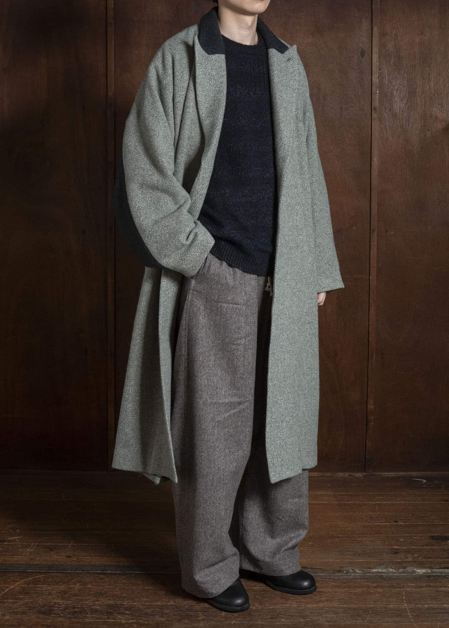 amachi. AY19C-2096 Covered Coat -019 Gray Green
