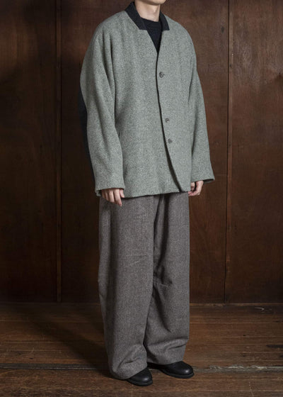 amachi. AY19B-2109 Covered Short Coat Gray Green