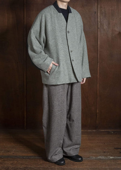 amachi. AY19B-2109 Covered Short Coat Gray Green