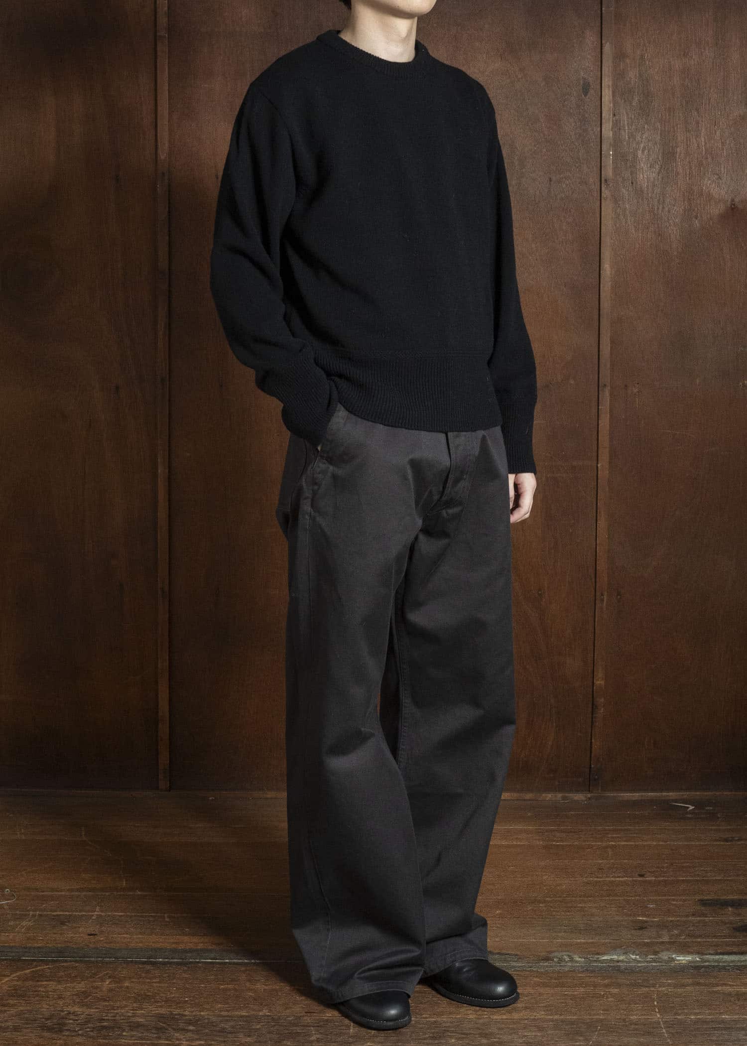 Taiga Takahashi Lot.507-Black Athletic Crewneck Sweater Black