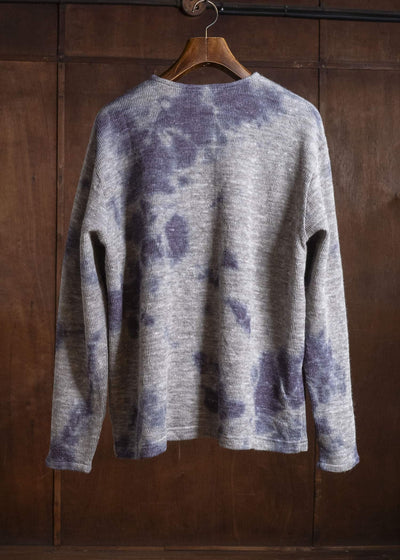 SUZUSAN 2079WLC-010 Dual Layered Wool Linen Cotton Jersey Long Sleeve Henley madara sibori 7012 Purple - Grey