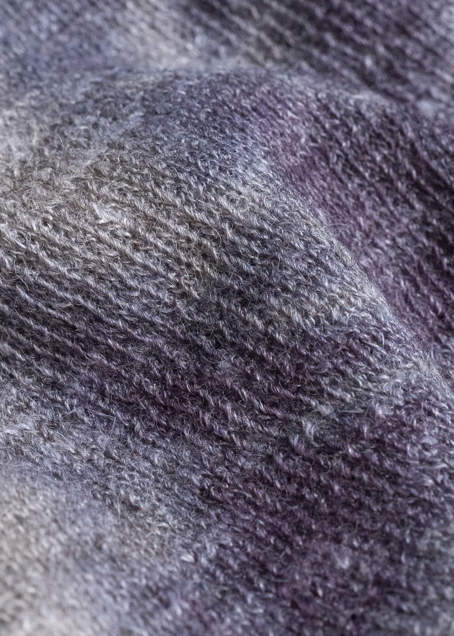 SUZUSAN 2079WLC-010 Dual Layered Wool Linen Cotton Jersey Long Sleeve Henley madara sibori 7012 Purple - Grey