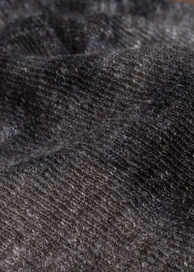 SUZUSAN 2079WLC-010 Dual Layered Wool Linen Cotton Jersey Long Sleeve Henley madara sibori 1067 Black - Muddy Brown