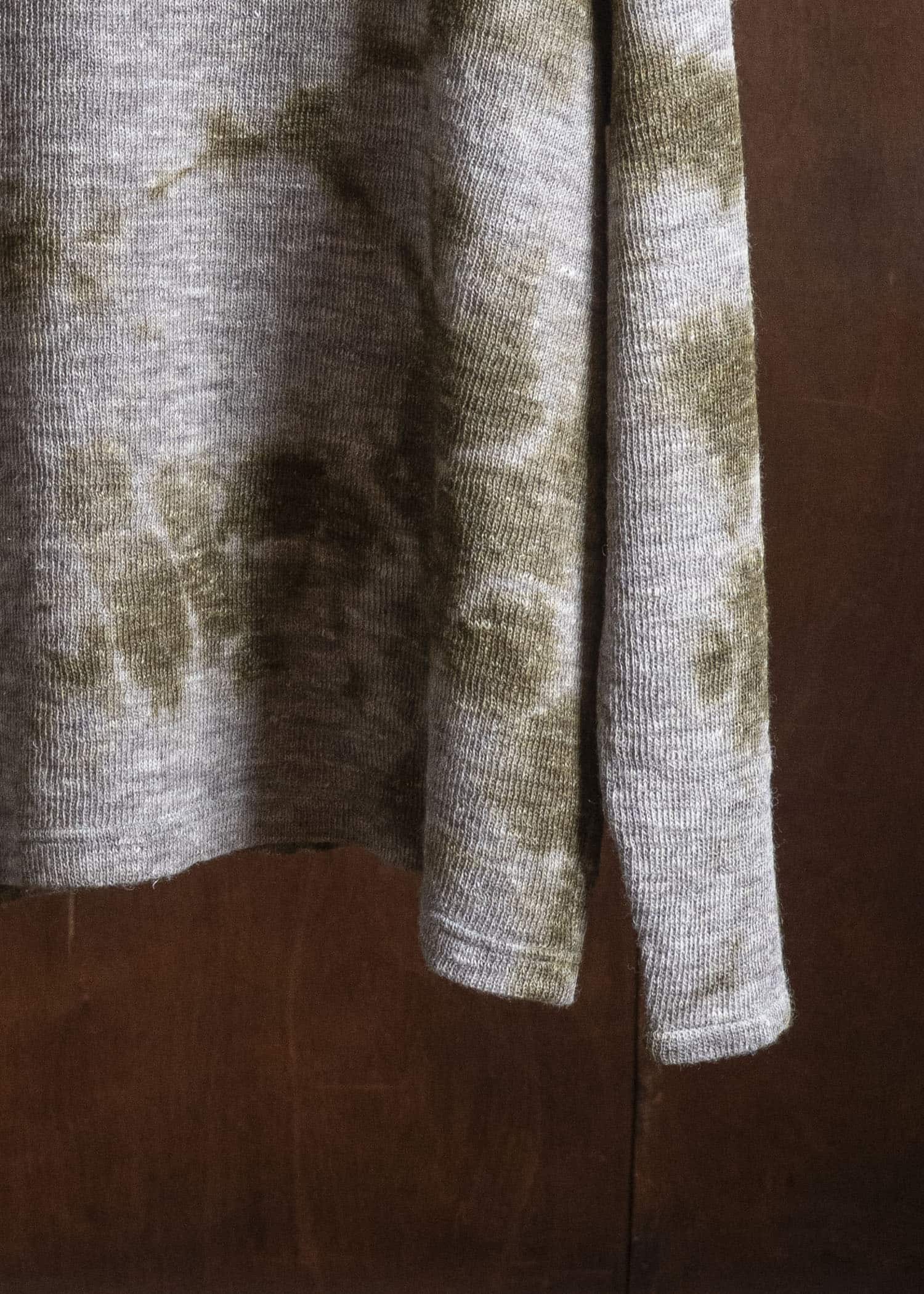 SUZUSAN 2079WLC-010 Dual Layered Wool Linen Cotton Jersey Long Sleeve Henley madara sibori 4812 Olive - Grey