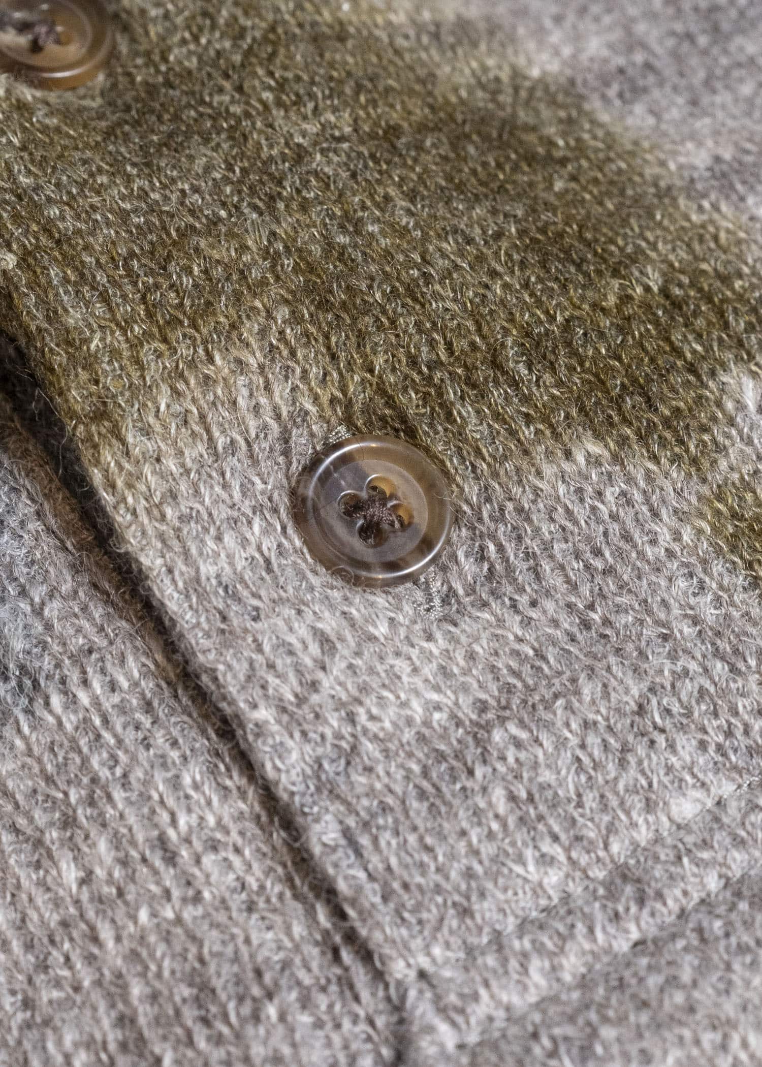 SUZUSAN 2079WLC-010 Dual Layered Wool Linen Cotton Jersey Long Sleeve Henley madara sibori 4812 Olive - Grey