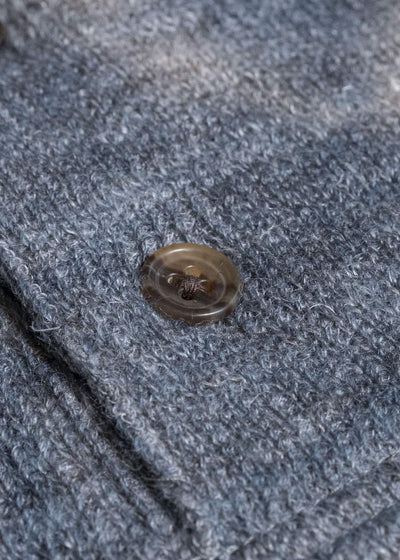 SUZUSAN 2079WLC-010 Dual Layered Wool Linen Cotton Jersey Long Sleeve Henley madara sibori 2212 Dark Blue - Grey