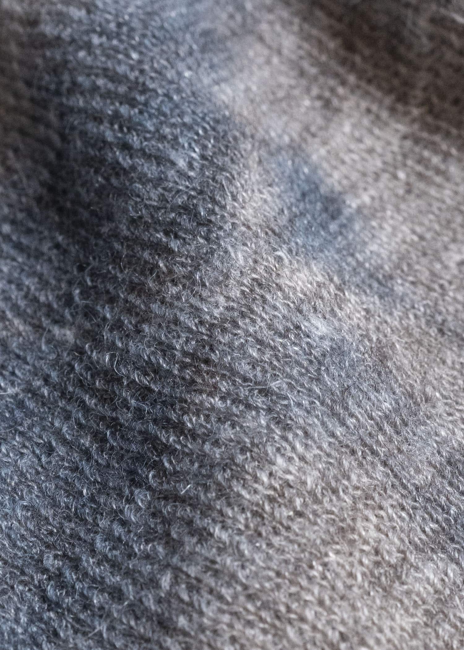 SUZUSAN 2079WLC-010 Dual Layered Wool Linen Cotton Jersey Long Sleeve Henley madara sibori 2212 Dark Blue - Grey