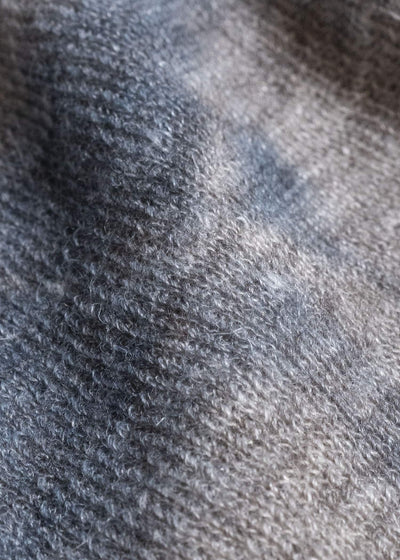 SUZUSAN 2079WLC-010 Dual Layered Wool Linen Cotton Jersey Long Sleeve Henley madara sibori 2212 Dark Blue - Grey