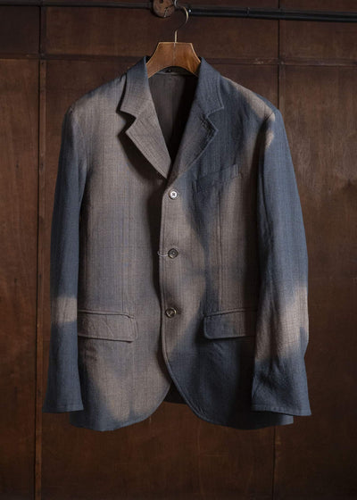 SUZUSAN 8043W-525 Wool Glen Check Classic Jacket itajime shibori X 2260 Dark Blue - Brown