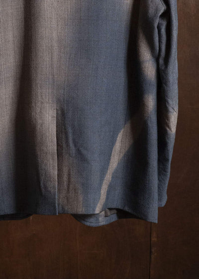 SUZUSAN 8043W-525 Wool Glen Check Classic Jacket itajime shibori X 2260 Dark Blue - Brown