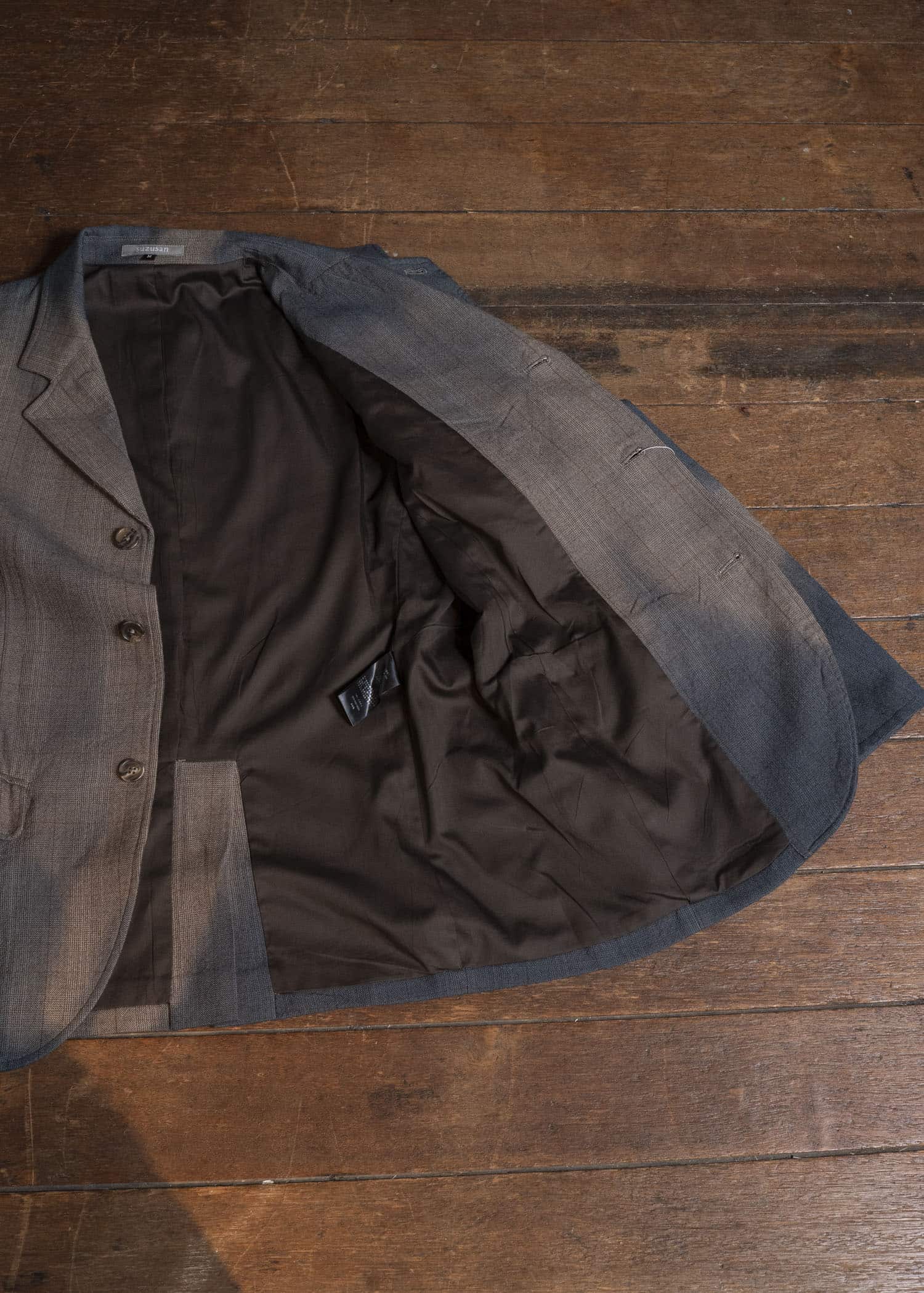 SUZUSAN 8043W-525 Wool Glen Check Classic Jacket itajime shibori X 2260 Dark Blue - Brown