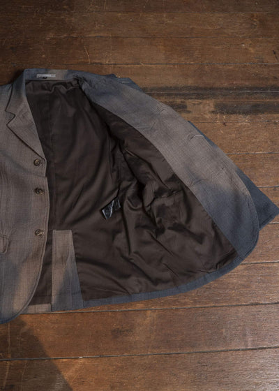 SUZUSAN 8043W-525 Wool Glen Check Classic Jacket itajime shibori X 2260 Dark Blue - Brown