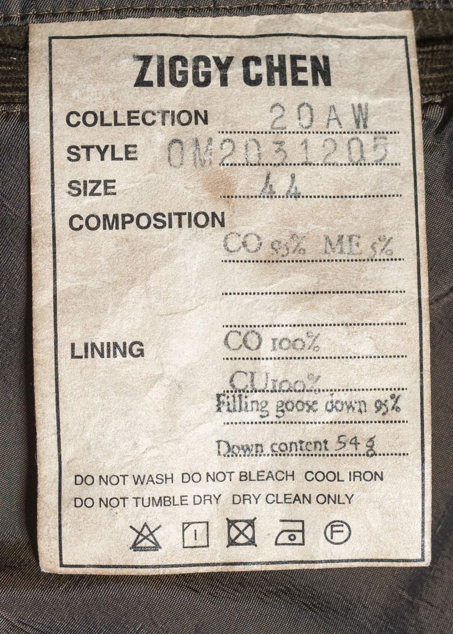 ZIGGY CHEN コットンメタルコーデュロイダウンコート 0M2031205