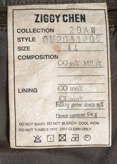 ZIGGY CHEN コットンメタルコーデュロイダウンコート 0M2031205