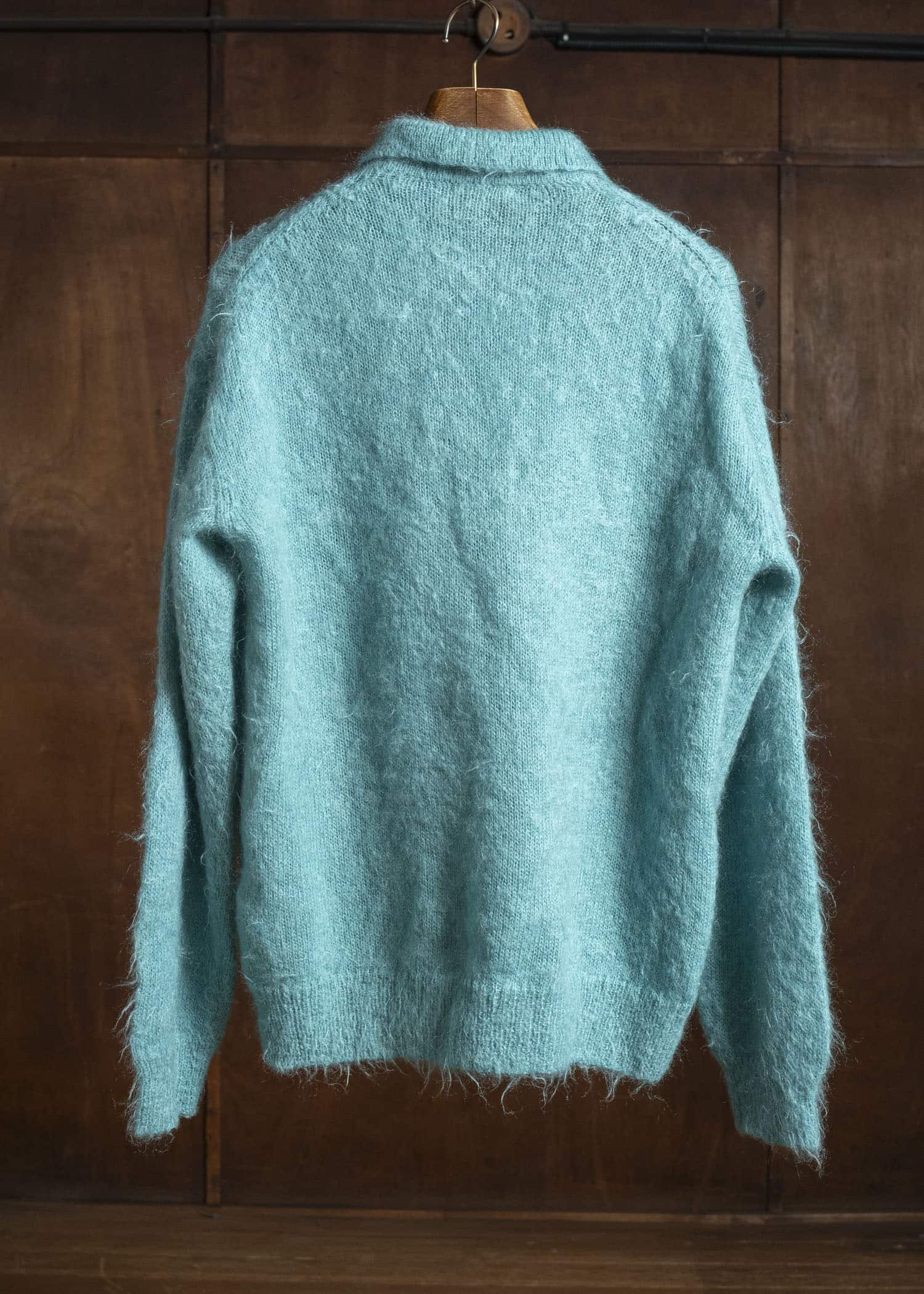 AURALEE BRUSHED SUPER KID MOHAIR KNIT POLO