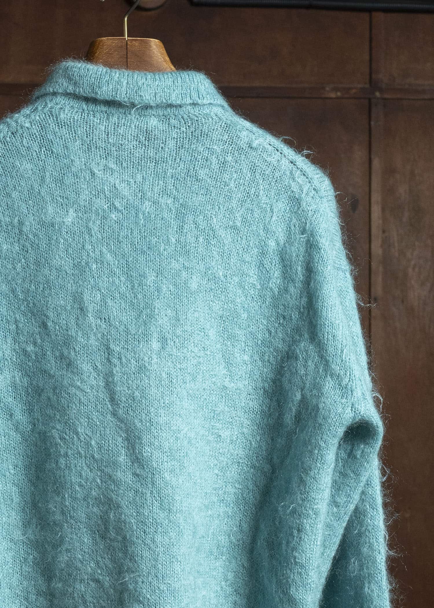 AURALEE BRUSHED SUPER KID MOHAIR KNIT POLO