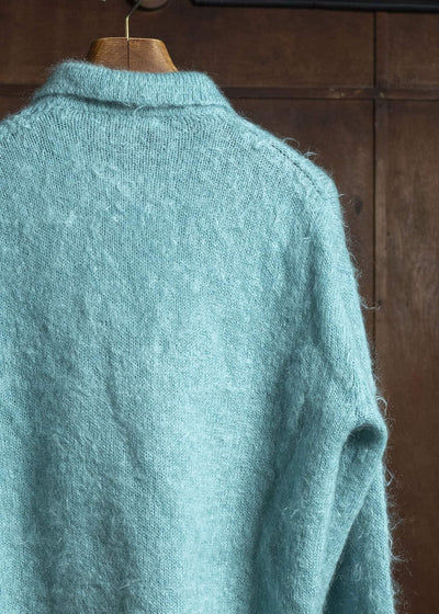 AURALEE BRUSHED SUPER KID MOHAIR KNIT POLO