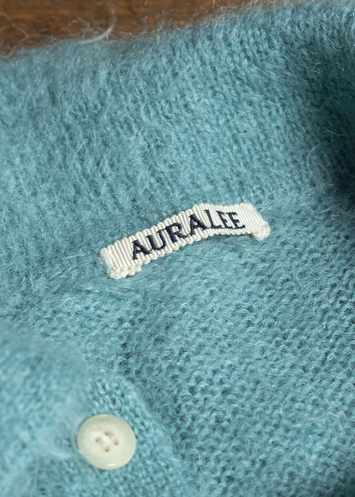 AURALEE BRUSHED SUPER KID MOHAIR KNIT POLO