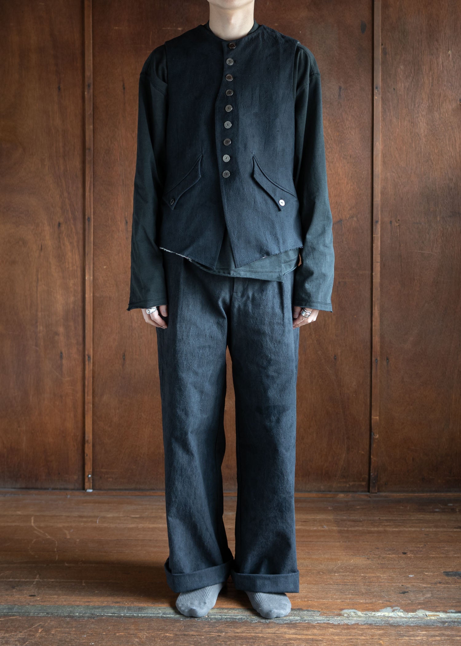 Professor.E Waistcoat Natural Dyed Black