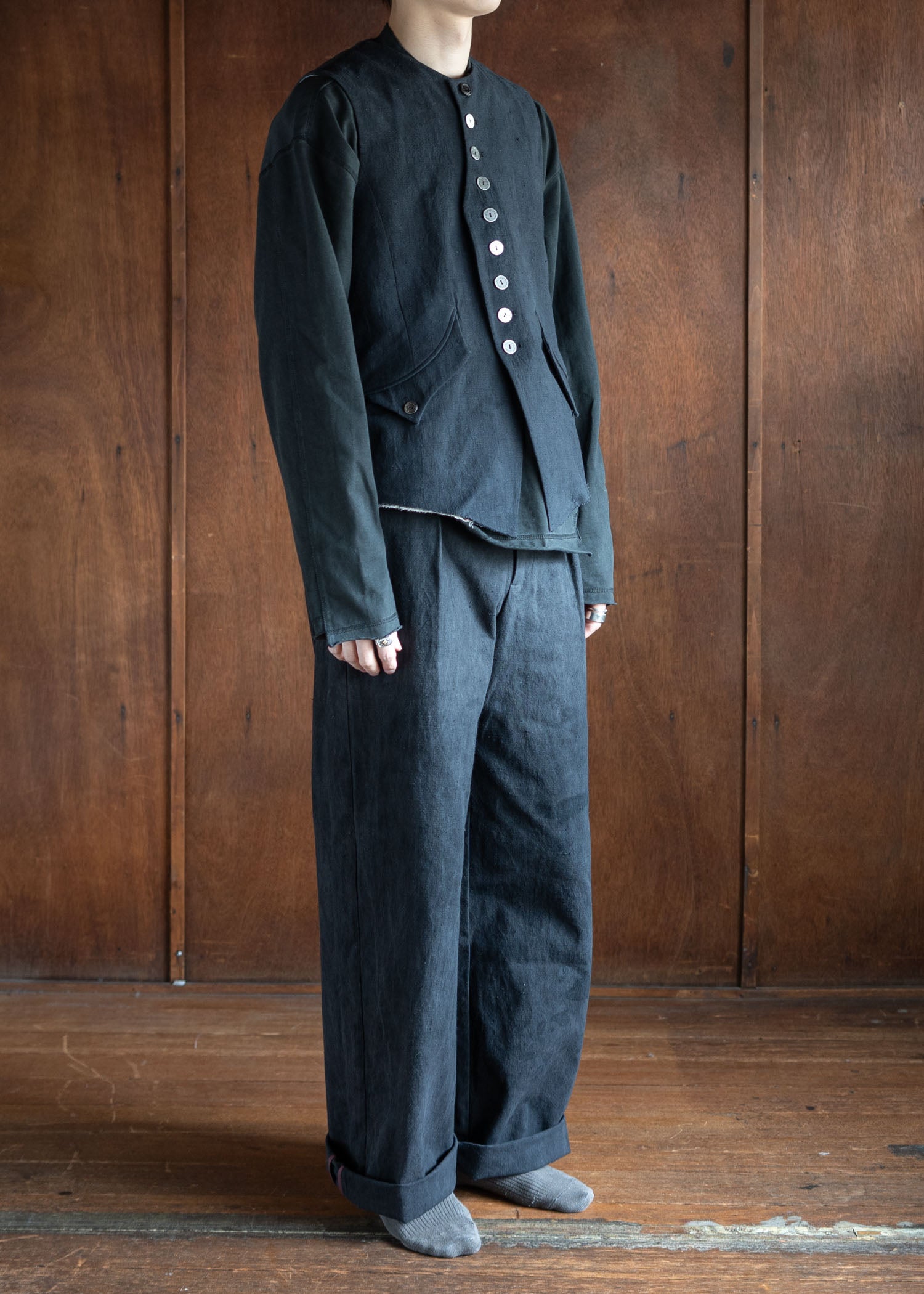 Professor.E Waistcoat Natural Dyed Black