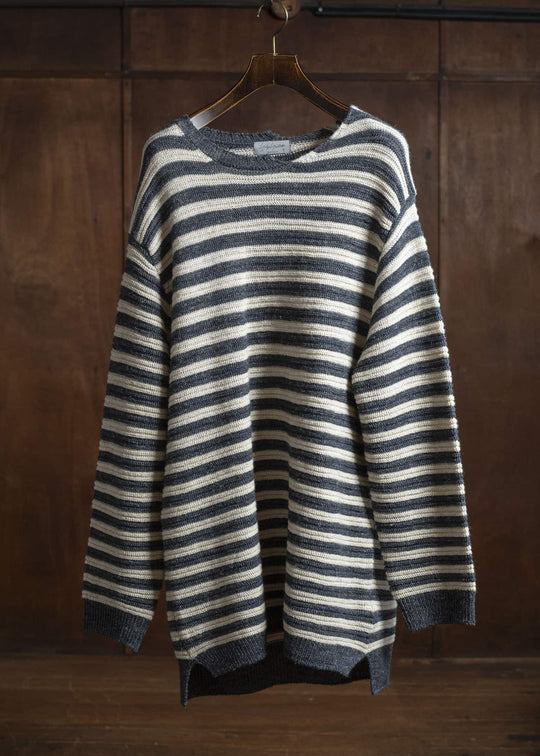 YOHJI YAMAMOTO POUR HOMME  24AW BORDER ASYMME ROUND NECK