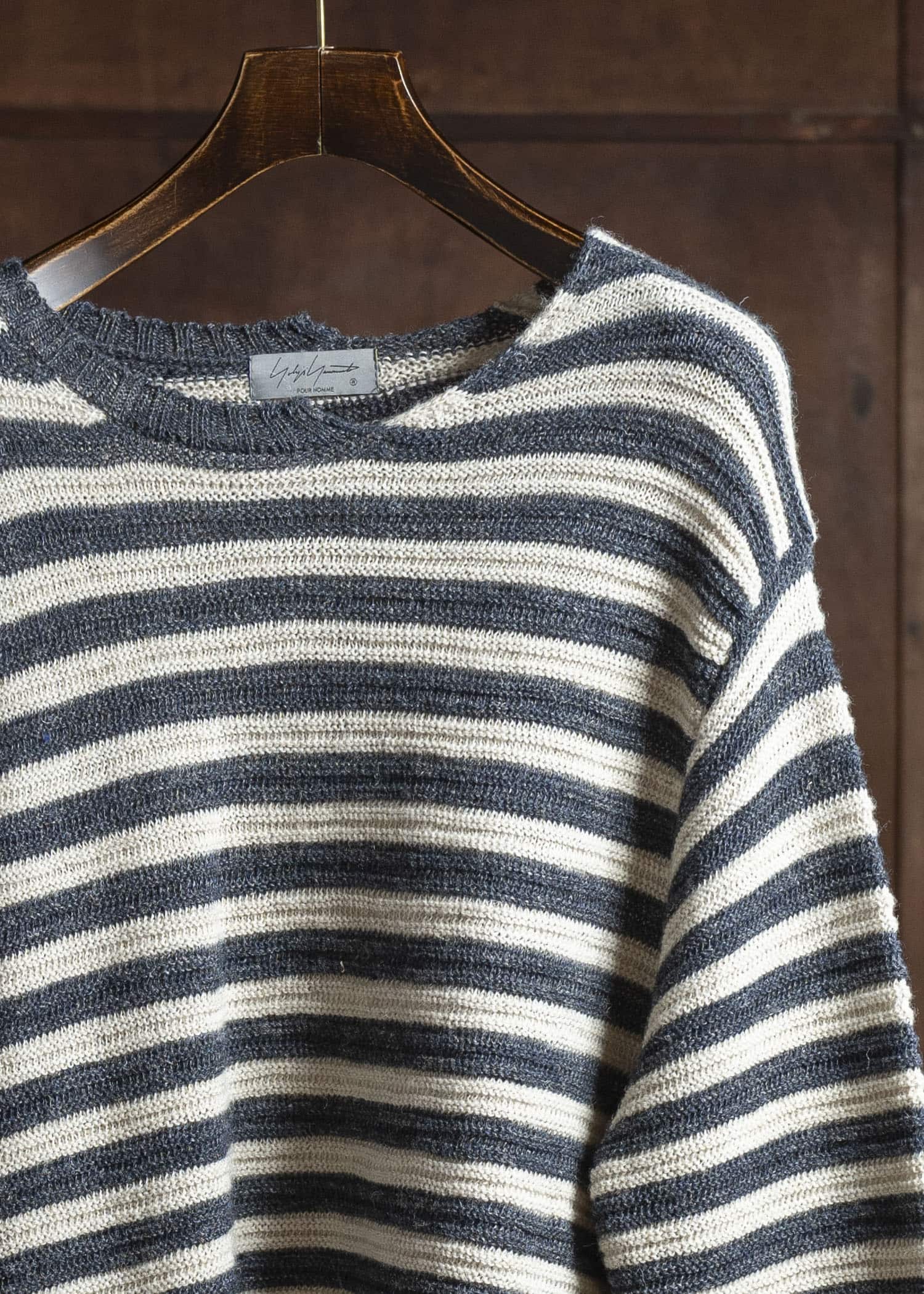 YOHJI YAMAMOTO POUR HOMME 24AW BORDER ASYMME ROUND NECK