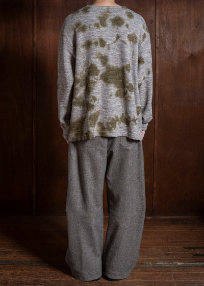 SUZUSAN 2079WLC-010 Dual Layered Wool Linen Cotton Jersey Long Sleeve Henley madara sibori 4812 Olive - Grey