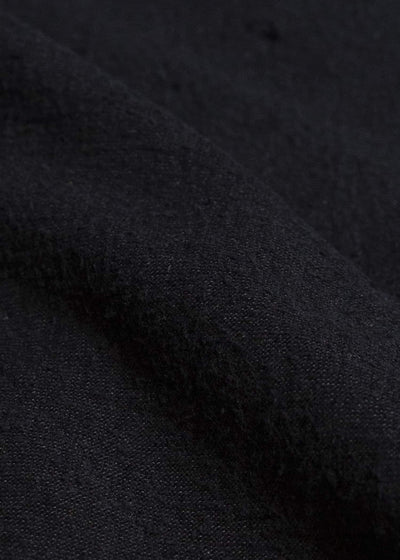 JAN-JAN VAN ESSCHE TUNIC#42 KIMONO COLLAR LOOSE FIT TUNIC WITH KNIFE PLEAT Hemp Se Nappy Cloth | Black