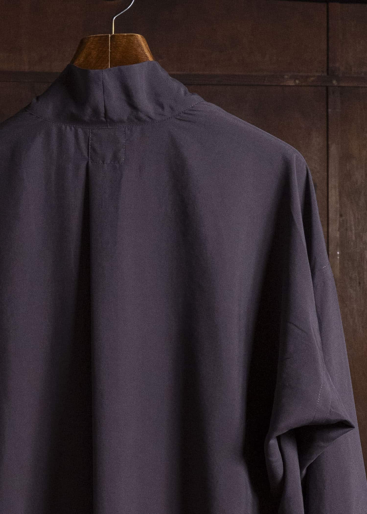 JAN-JAN VAN ESSCHE TUNIC#42 KIMONO COLLAR LOOSE FIT TUNIC WITH KNIFE PLEAT Washed Silk Lawn | Sumi Shiso