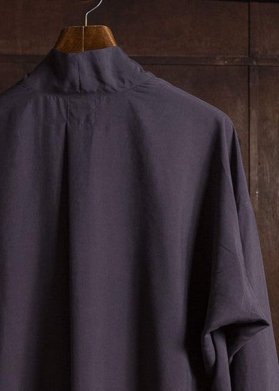 JAN-JAN VAN ESSCHE TUNIC#42 KIMONO COLLAR LOOSE FIT TUNIC WITH KNIFE PLEAT Washed Silk Lawn | Sumi Shiso