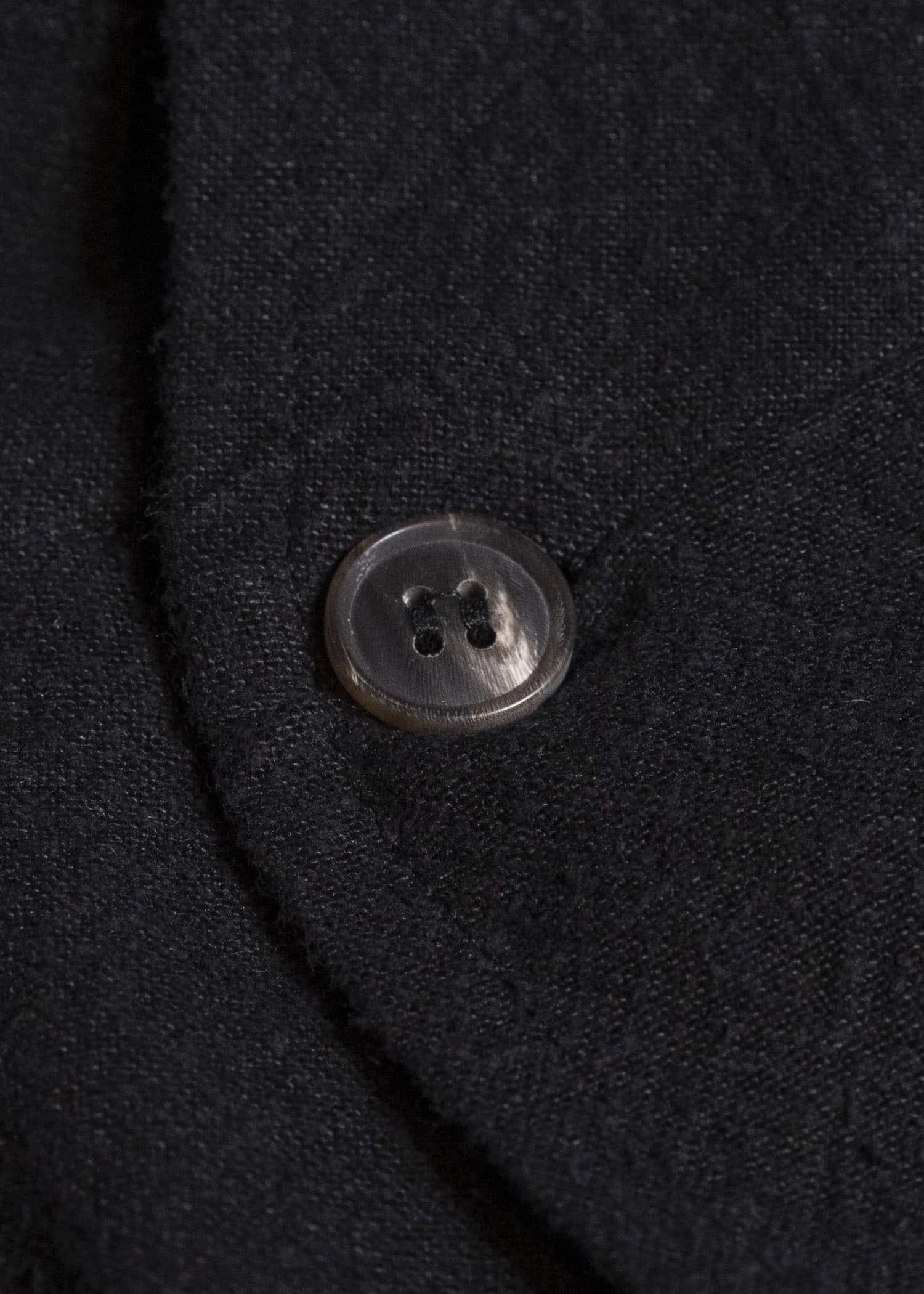 JAN-JAN VAN ESSCHE SHIRT#116 LONG SHIRT WITH DOUBLE CLOSURE AND PATCH POCKETS Hemp Se Nappy Cloth | Black