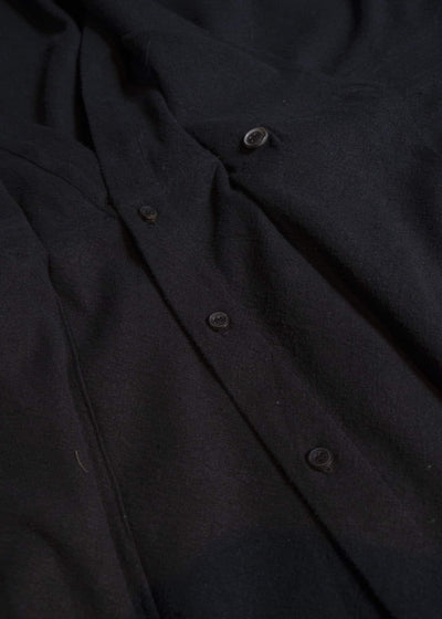 JAN-JAN VAN ESSCHE SHIRT#116 LONG SHIRT WITH DOUBLE CLOSURE AND PATCH POCKETS Hemp Se Nappy Cloth | Black