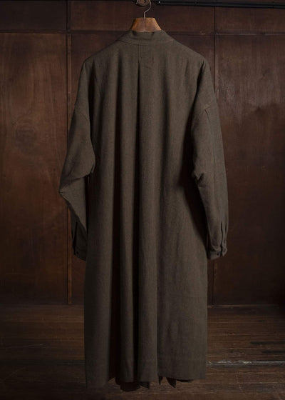 JAN-JAN VAN ESSCHE SHIRT#116 LONG SHIRT WITH DOUBLE CLOSURE AND PATCH POCKETS Hemp Se Nappy Cloth | Ochre
